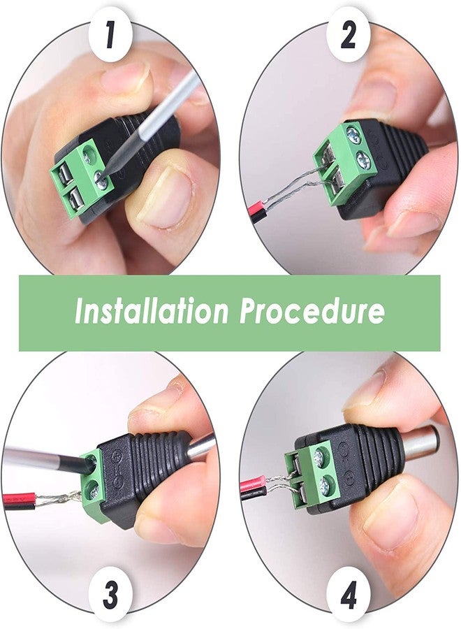 فيدوس مجموعة فيدوس من 10 أزواج من موصلات قابس الطاقة DC، 12 فولت، 24 فولت، ذكر + أنثى، 2.1 × 5.5 مم، طرف توصيل أسطواني لكاميرات المراقبة، وشرائط إضاءة LED، وأجهزة تسجيل الفيديو الرقمية، وأنظمة مراقبة الرؤية الخلفية للسيارات - Image 3